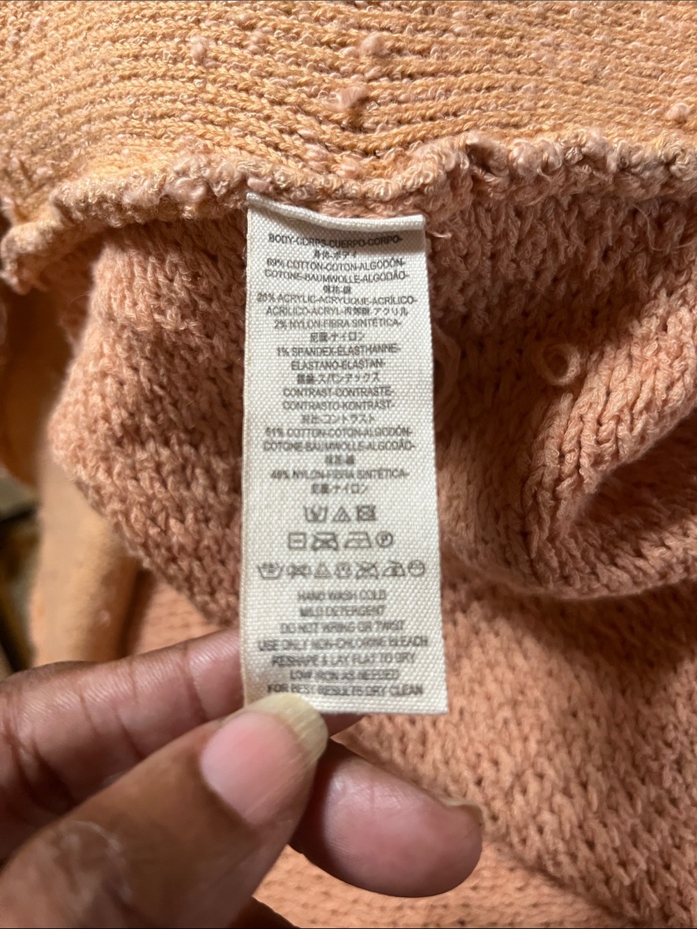 Free People Cuddle Up Pullover Sweater Cozy, Oversized Peach Loop-Knit - Picture 7 of 8